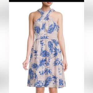 Bcbgmaxazria Beige Tropical Leaf Print V-neck Mini Dress Size S NWT (b19)
